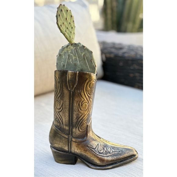 Other - Ceramic Decorative Western Green Cowboy Boot Flower Vase/Planter Dark Green